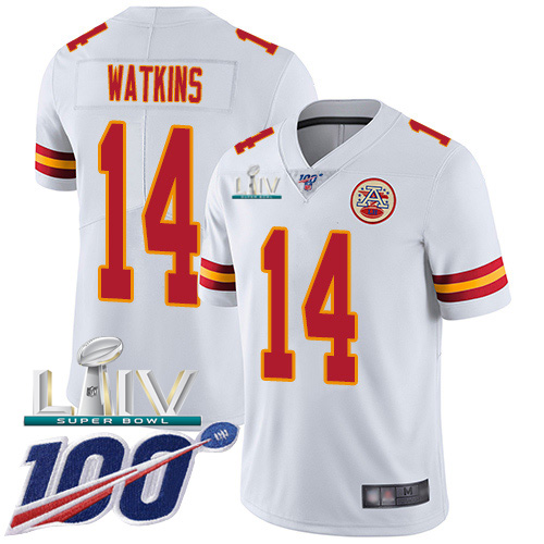 Kansas City Chiefs Nike 14 Sammy Watkins White Super Bowl LIV 2020 Men Stitched NFL 100th Season Vapor Untouchable Limited Jersey